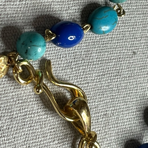 Talbots Blue & Green Semi-Precious Stone Statement Necklace - Picture 3 of 5